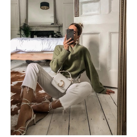 & Other Stories Mock-Neck Wool Blend Sweater in Sage Green - Picture 3 of 7